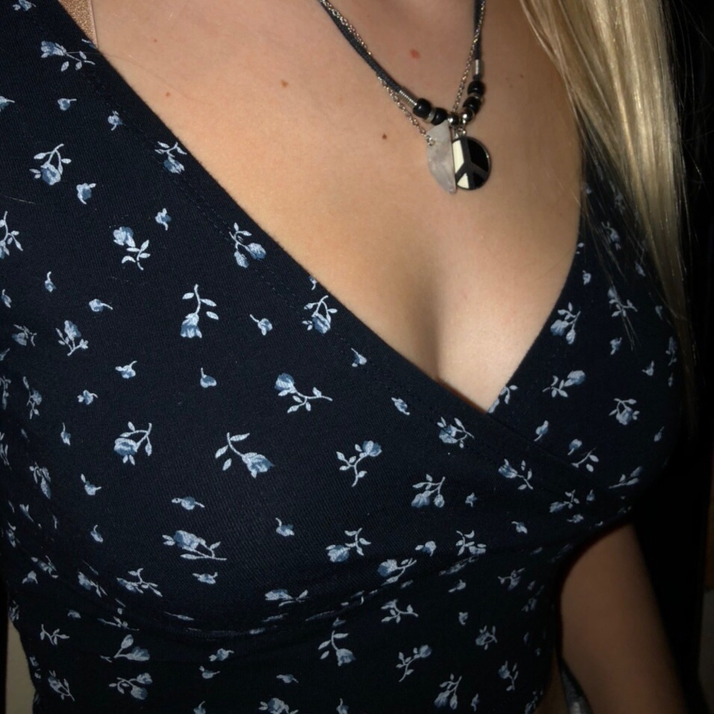 black top with blue flowers🦋🦋